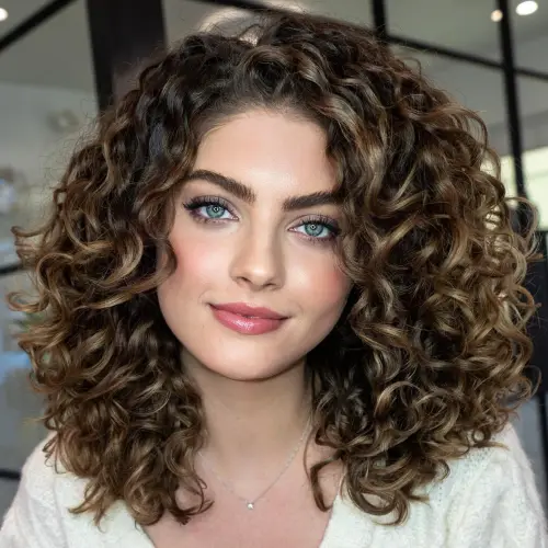 7 defined highlighted walnut brown curls